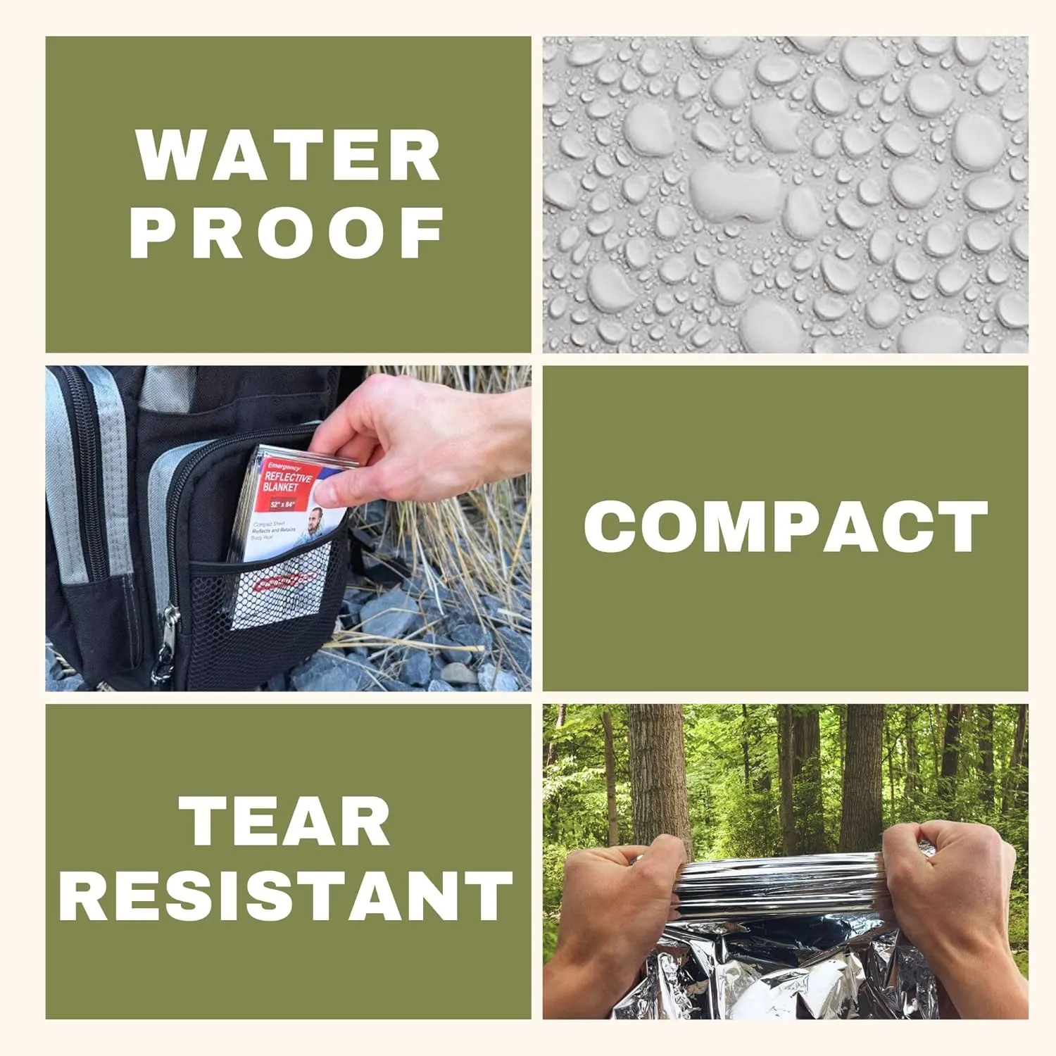 [1 Pack] Thermal Reflective Emergency Blanket 52x84 | Emergency Mylar Blankets | Survival Blanket for Survival Supplies | Camping, Hiking, or Emergencies