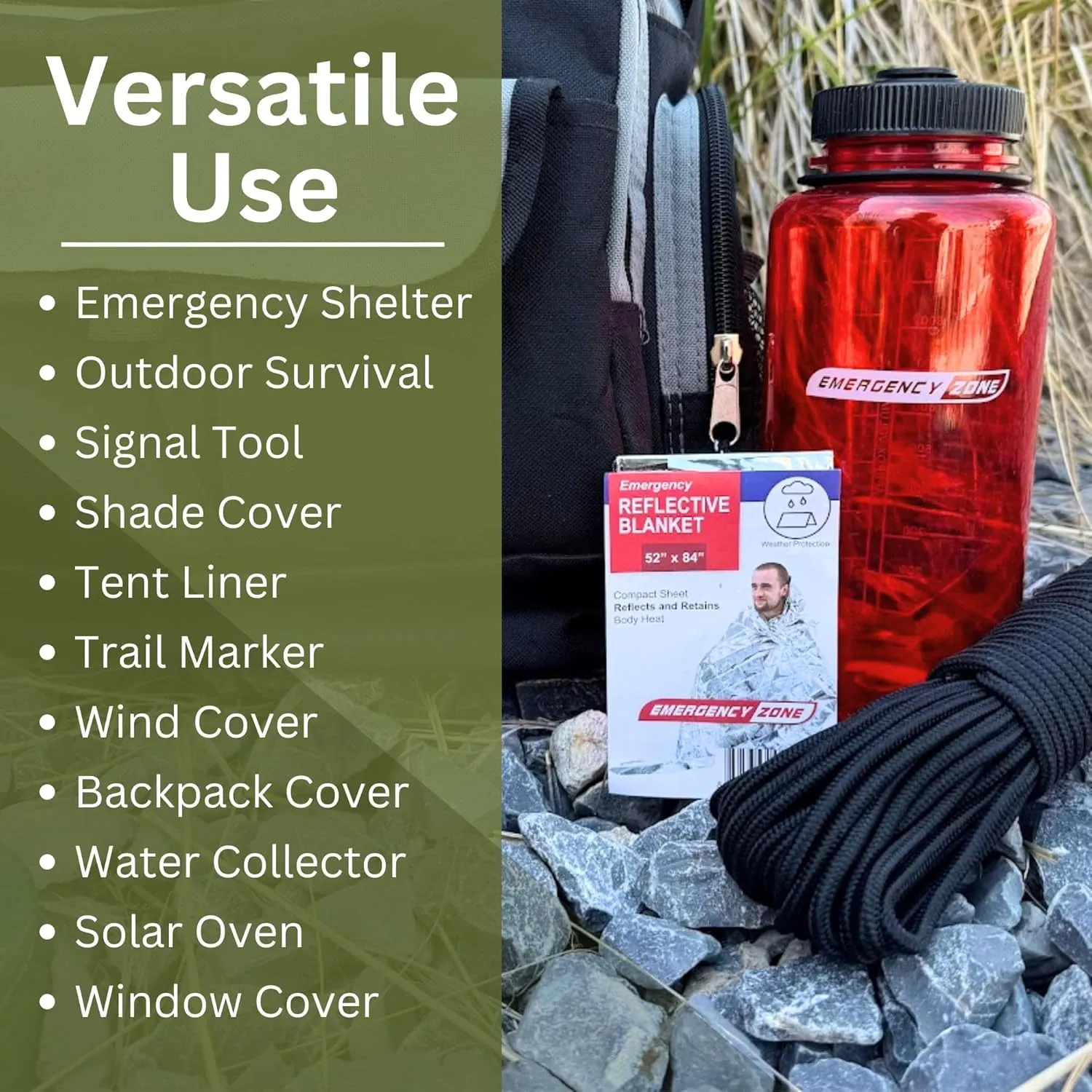 [1 Pack] Thermal Reflective Emergency Blanket 52x84 | Emergency Mylar Blankets | Survival Blanket for Survival Supplies | Camping, Hiking, or Emergencies
