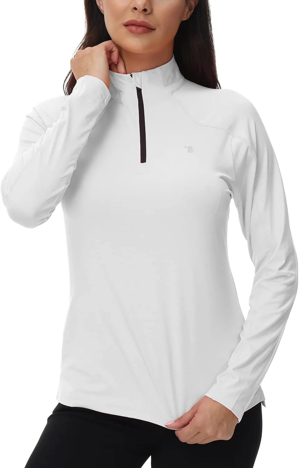 BGOWATU Women's Long Sleeve Golf Polo Shirts Quarter Zip Pullover UPF 50 Sun Shirt for Women Dry Fit Running Tops