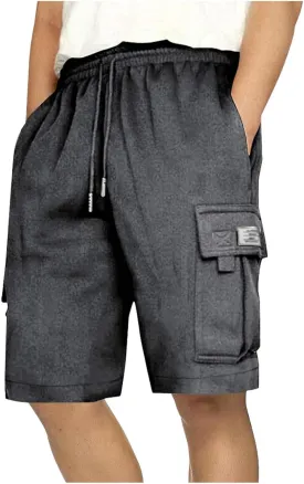 Cargo Shorts Men with Multi Pockets Work Elastic Drawstring Shorts Casual Classic Summer Solid Regular Fit Half Pants