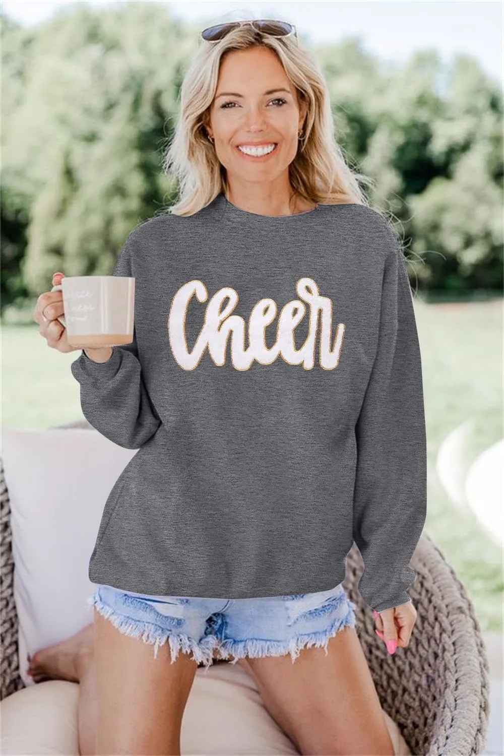 Cheer Shirt Football Mom Sweatshirt: Women Cheerleader Shirts Chenille Mama Baseball Football Soccer Baketball Tops