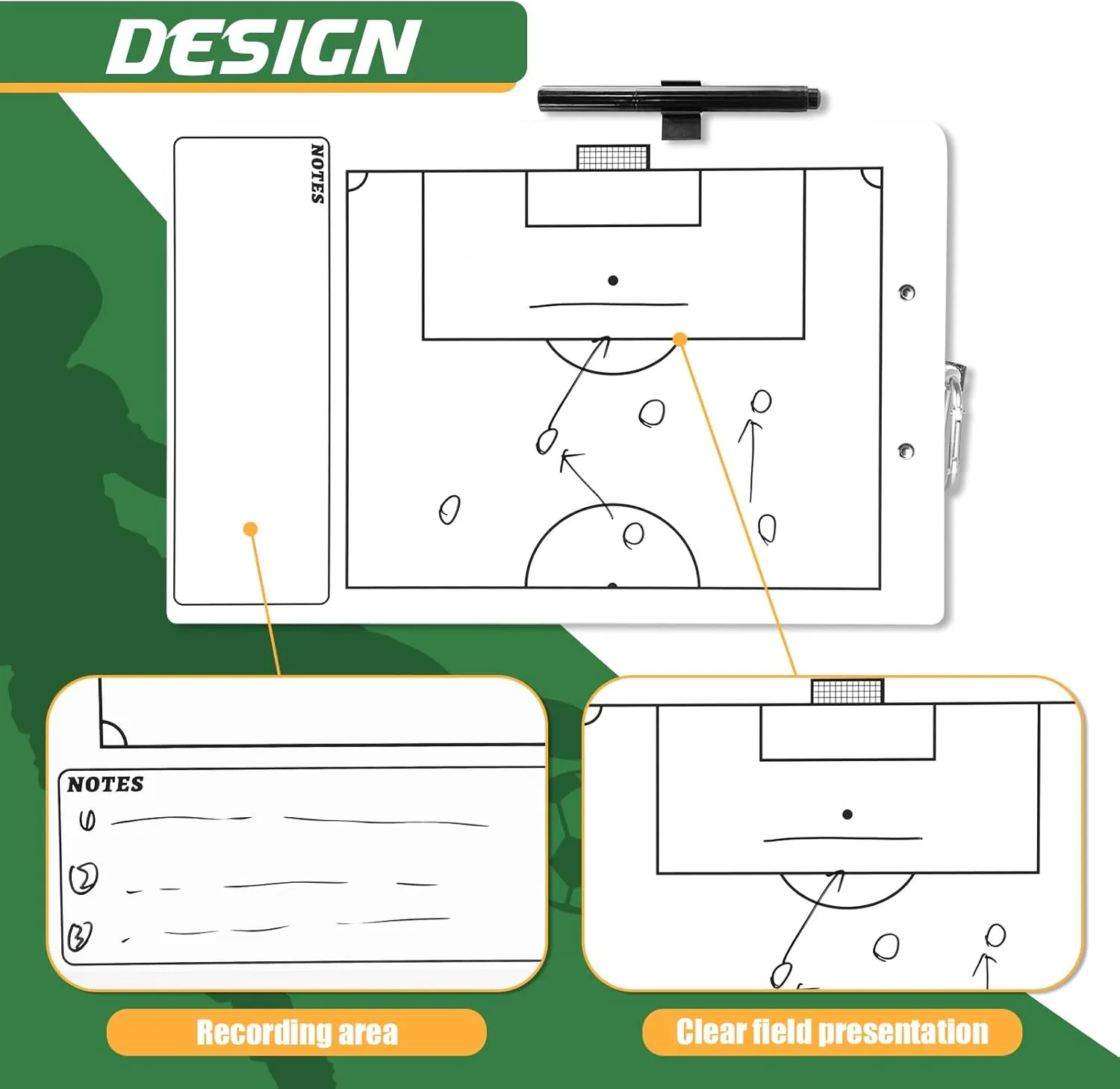 Coaches Clipboard,White Double-Sided Dry Erase Coach Clipboard,Whiteboard for Coaches,Baseball,Soccer,Football,Basketball,Volleyball Lineup White Board with Marker for Coaches Gift