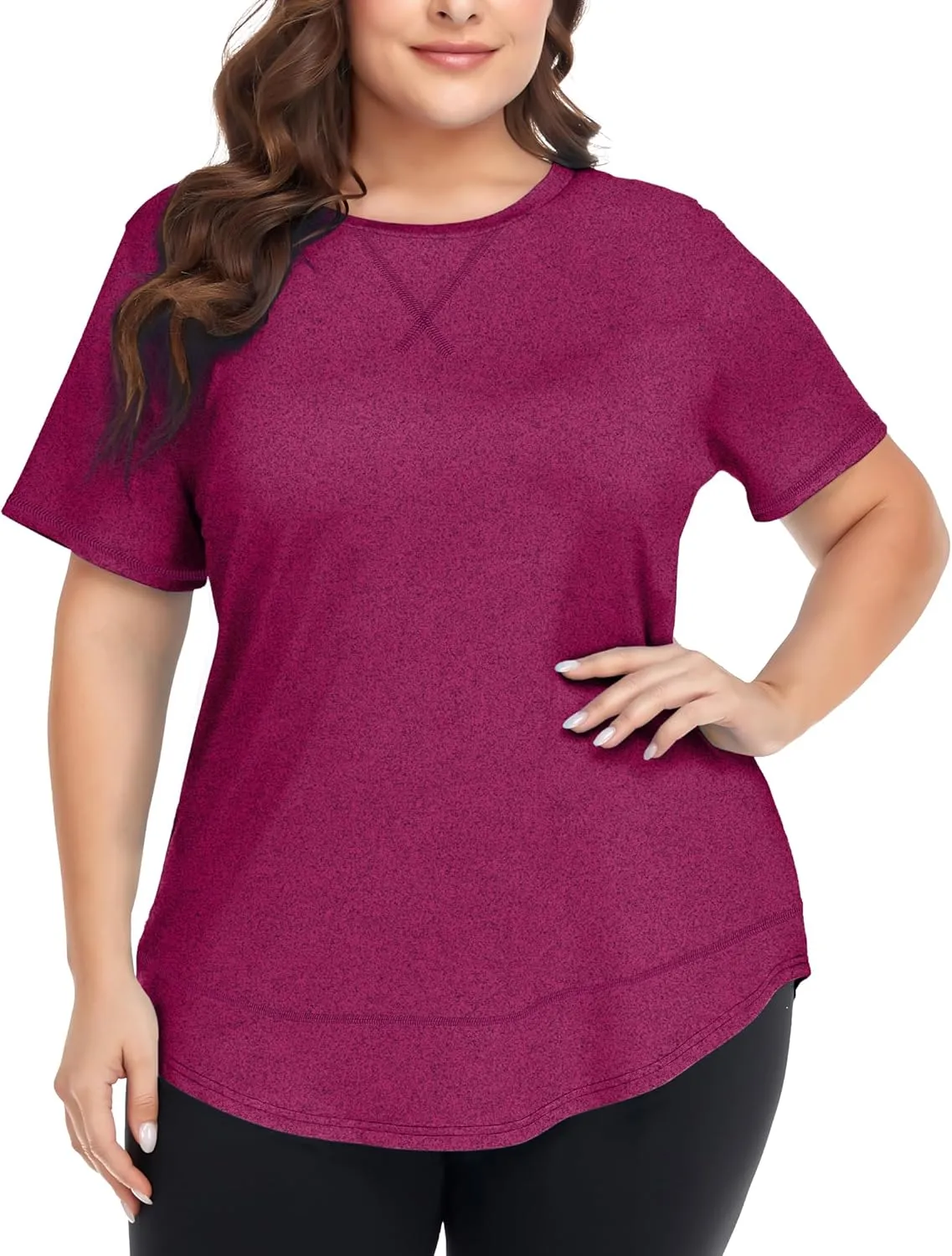 COOTRY Plus Size Workout Tops for Women Short Sleeve Loose fit Shirts Athletic Gym Yoga Clothing