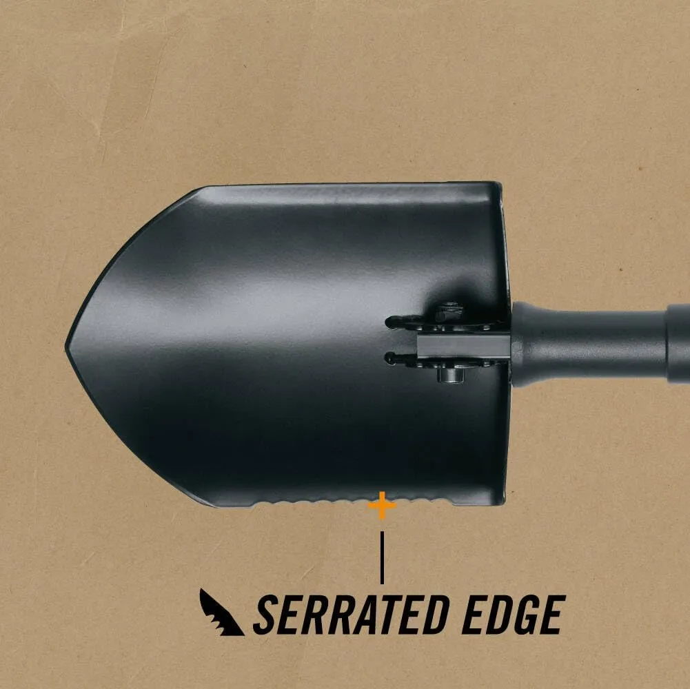 Gerber Gear Military Style Tactical Folding Spade E-Tool, Heavy-Duty All Purpose Camping and Emergency Car Shovel with Serrated Edge, Compact Survival Gear, Black