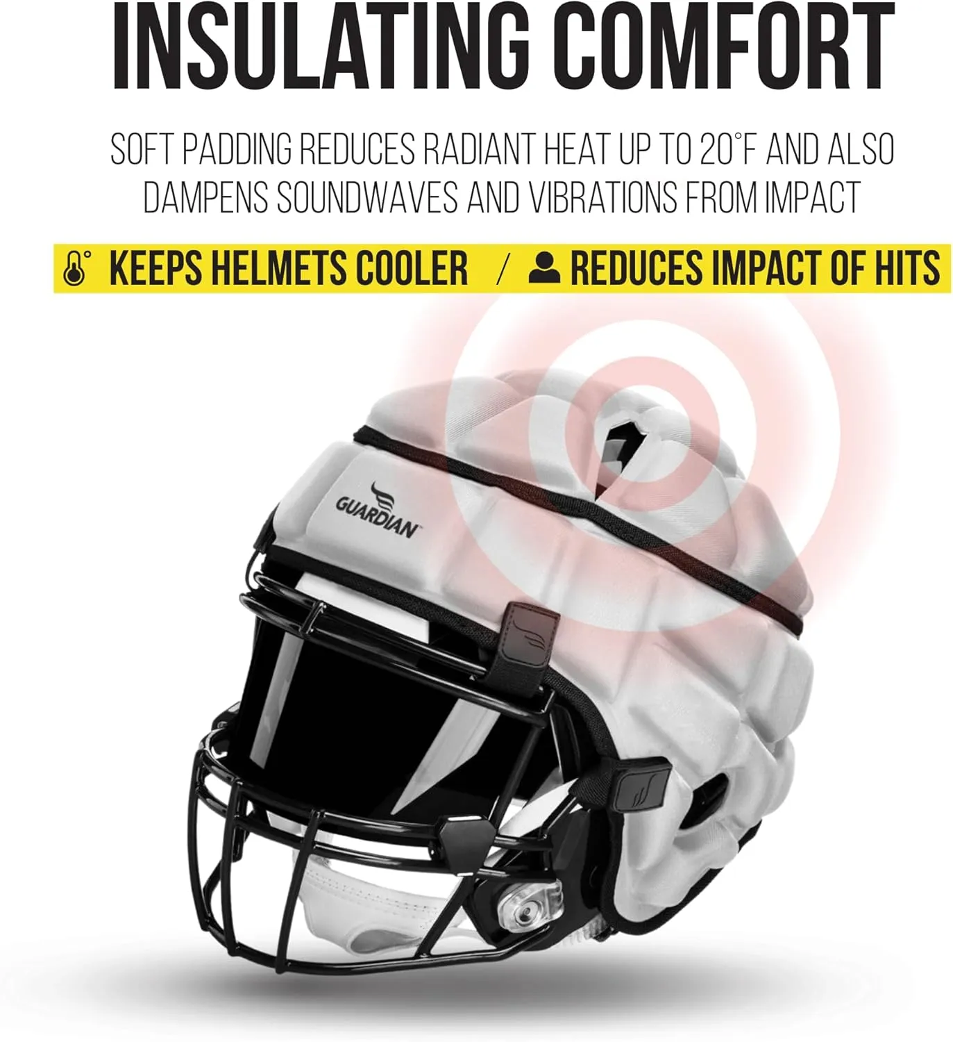 Guardian Cap - Soft-Shell Helmet Cover for Football and Lacrosse - Reduces Impact and Protects Helmets - One Size Fits All for Youth, High School, and College Programs