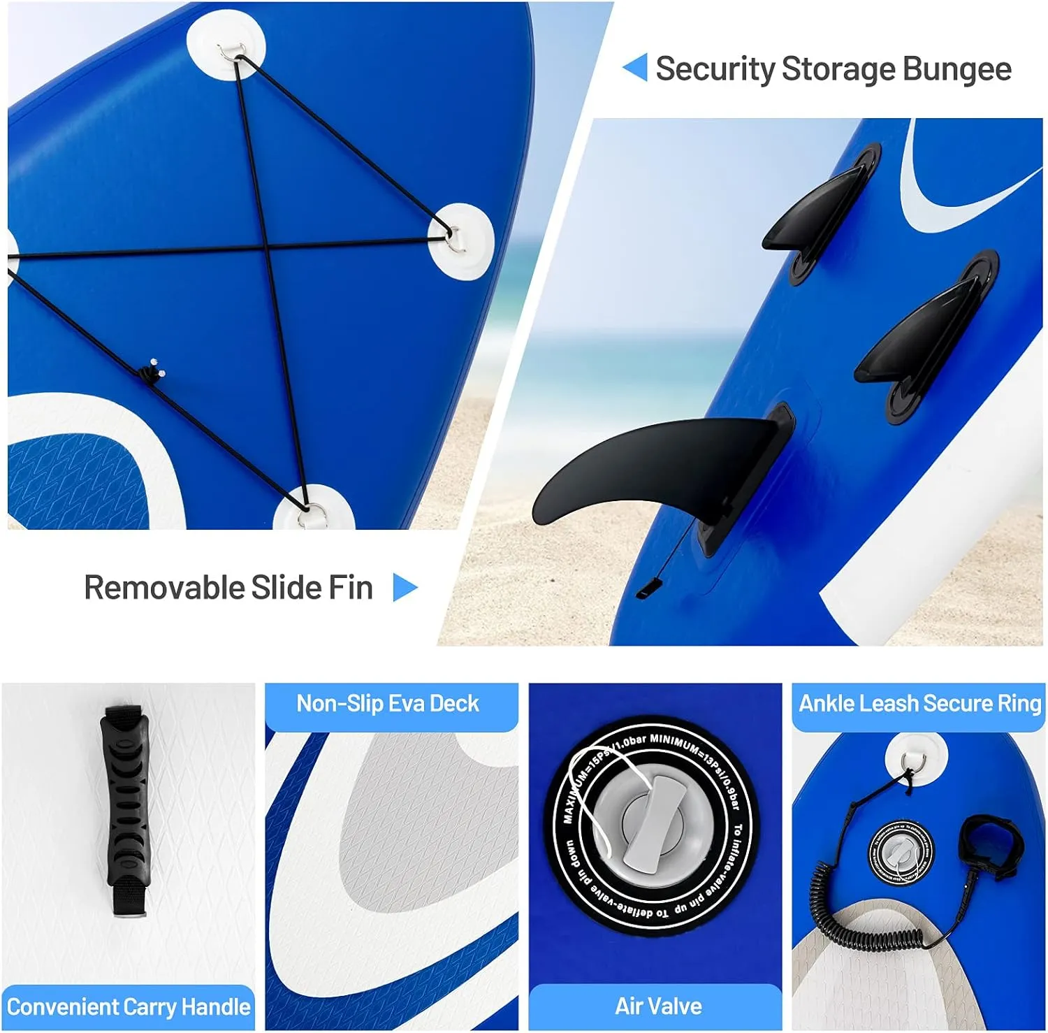 GYMAX Inflatable Stand Up Paddle Board, 6 SUP with Premium Complete Accessories, Backpack, Pump, Leash, Paddle & Removable Fins, Portable Stand Up Boat for All Skill Level
