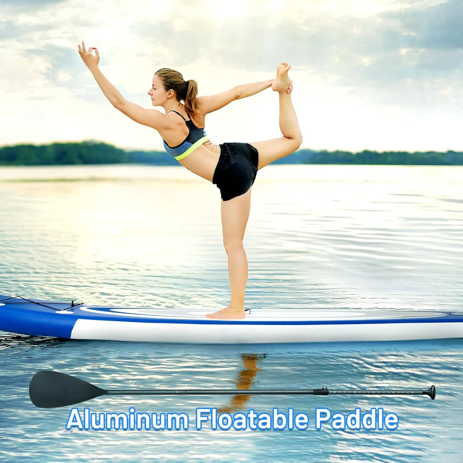 GYMAX Inflatable Stand Up Paddle Board, 6 SUP with Premium Complete Accessories, Backpack, Pump, Leash, Paddle & Removable Fins, Portable Stand Up Boat for All Skill Level