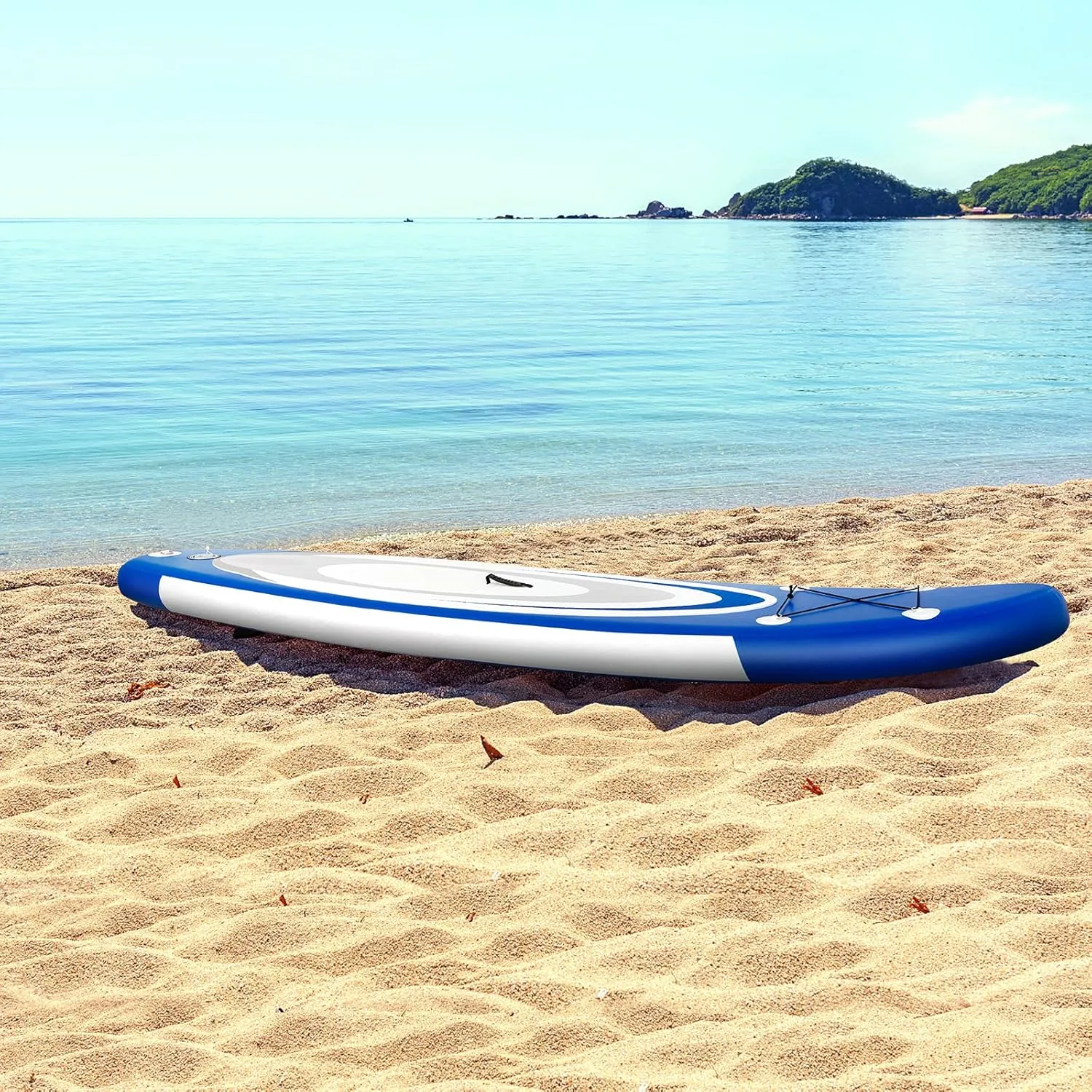 GYMAX Inflatable Stand Up Paddle Board, 6 SUP with Premium Complete Accessories, Backpack, Pump, Leash, Paddle & Removable Fins, Portable Stand Up Boat for All Skill Level