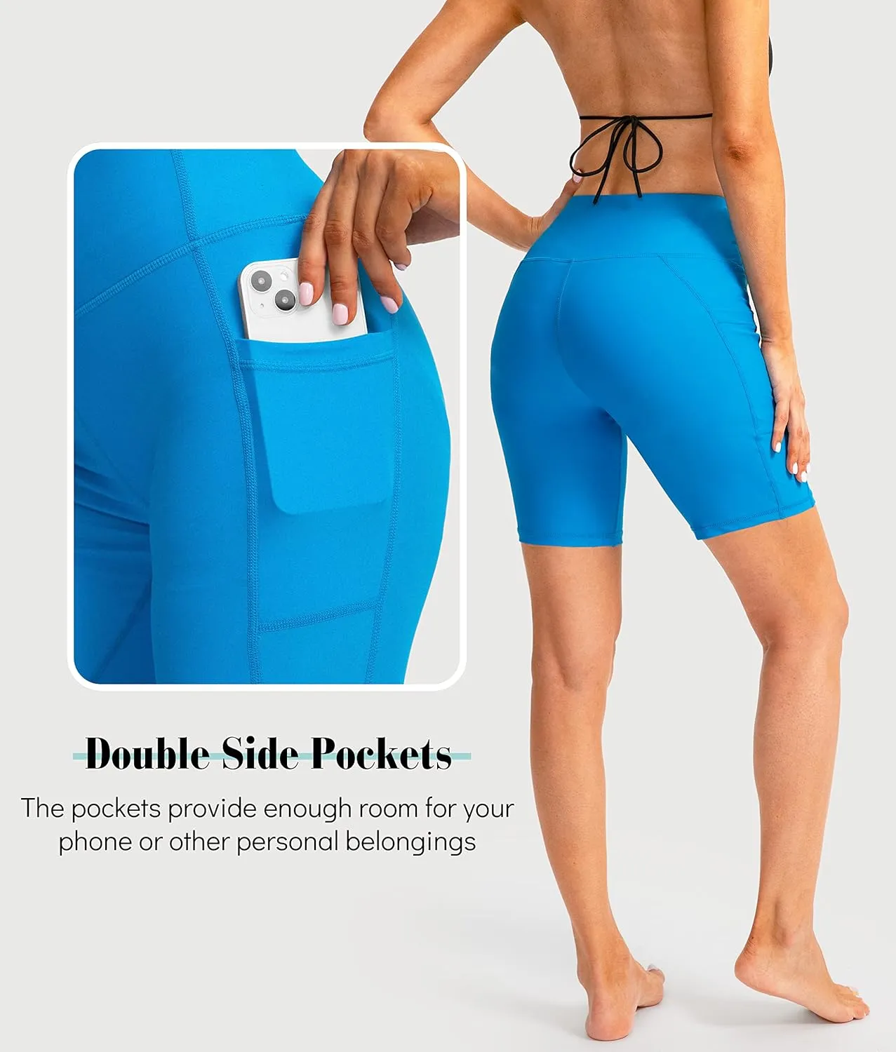 Kayrth Women's 7" High Waisted Swim Shorts with Side Pockets UPF50  Board Swimsuit Shorts for Women Bathing Suit Bottoms