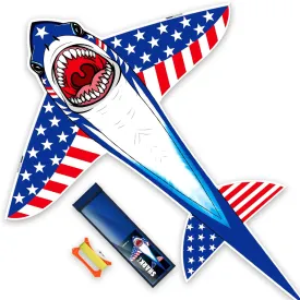 Large Flag Shark Kites for Kids & Adults, Easy to Fly with Beginner Kite for Boys & Girls for Outdoor Game,Kite for Outdoor Activities Family Parties and Beach Games (Flag Shark Red Blue)