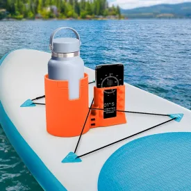 Large Paddle Board Cup Holder with Phone Holder Kayak Accessories,2 in 1 Non-Tipping Stand Up Paddleboard Drink Holder Multi-Functional Anti Spill,Silicone Sup Drink Holder Grip Boarding(Orange)