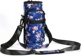 Nuovoware Water Bottle Carrier Bag,25oz/40oz/64oz Bottle Pouch Holder,Adjustable Shoulder Hand Strap 2 Pocket Sling Neoprene Sleeve Sports Accessories for Hiking Travelling Camping