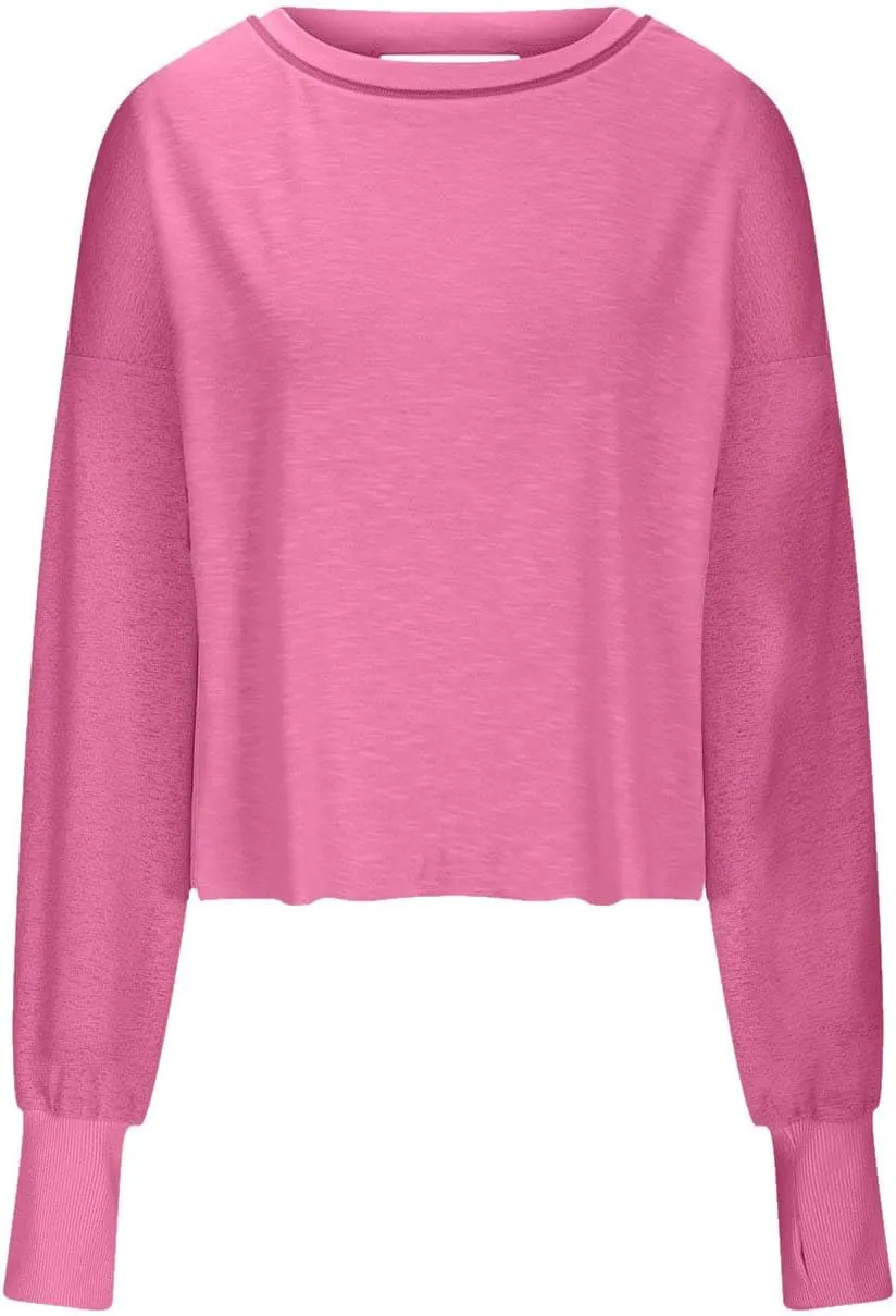 Open Back Tops for Women Trendy Long Sleeve Workout Shirts Backless Gym Yoga Athletic T-shirt Running Crop Tee Top