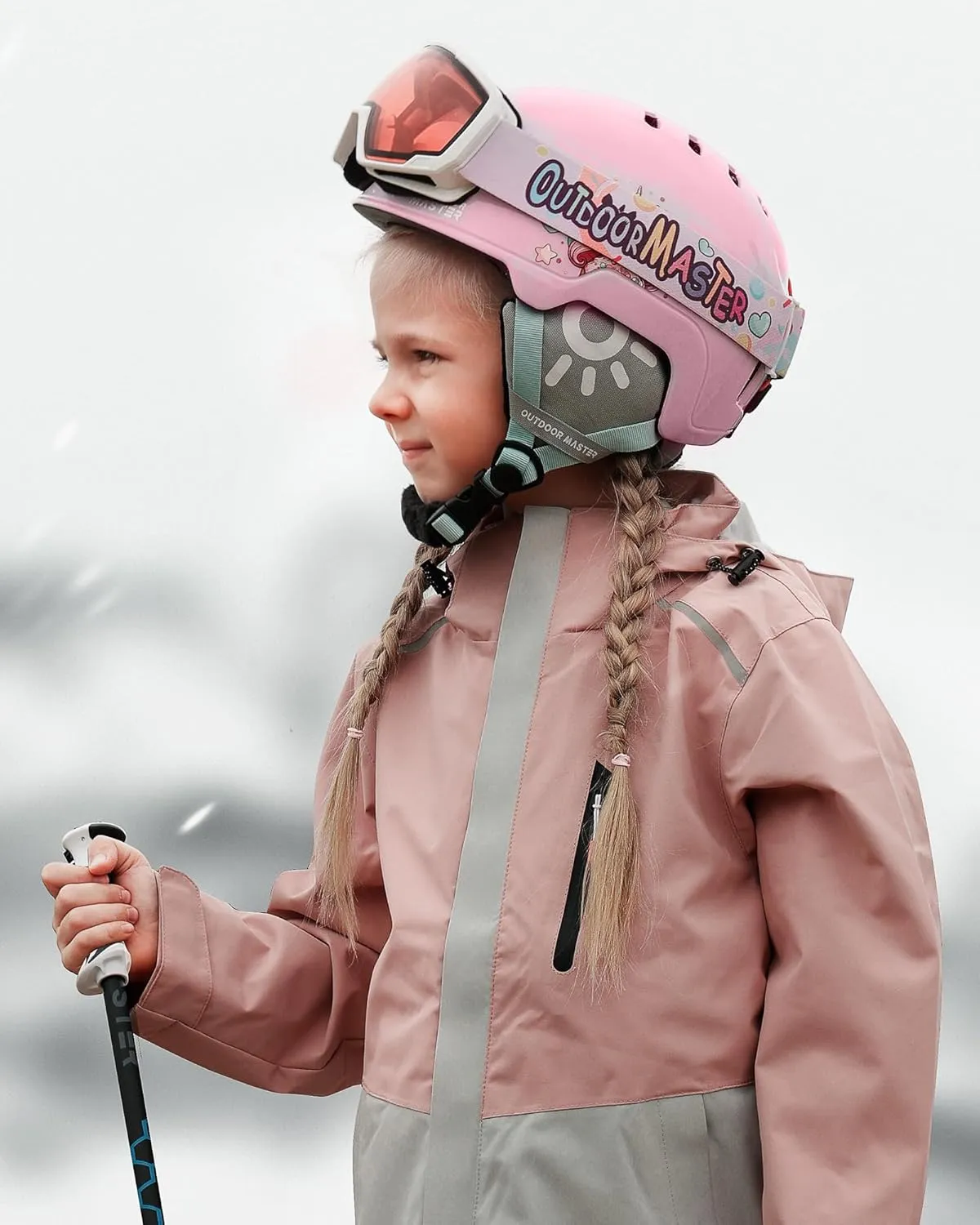 OutdoorMaster Kids Ski Helmet and Goggles Set, Snowboard Helmet, Durable PC Shell & EPS Foam, Snow Helmet 12 Cooling Vents, Dial Fit Skiing Helmet, Safety-Certified Snow Sport Helmets for Boys & Girls