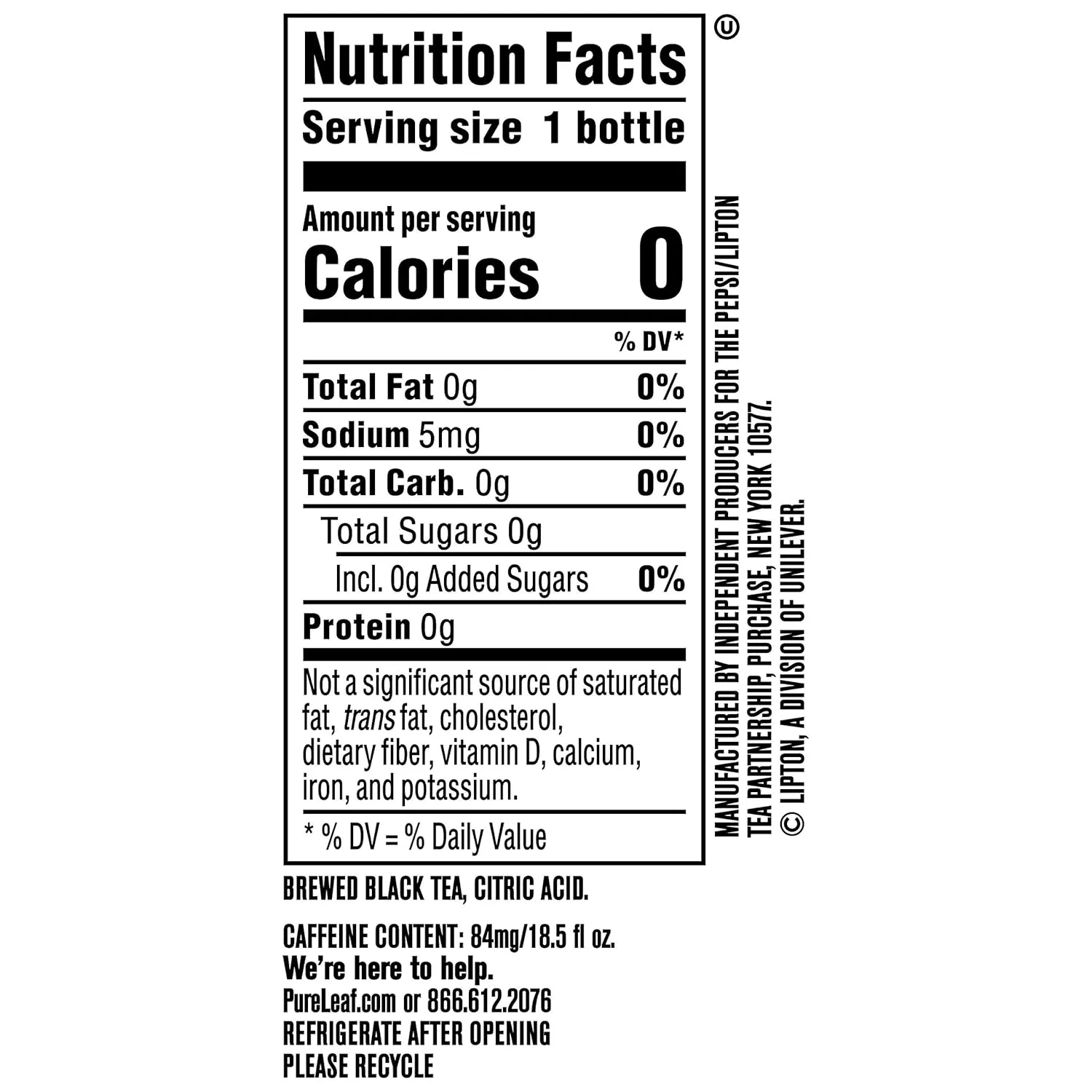 Pure Leaf Iced Tea, Unsweetened Real Brewed Tea, Zero Sugar & Zero Calories, 18.5 Fl Oz (Pack of 12)