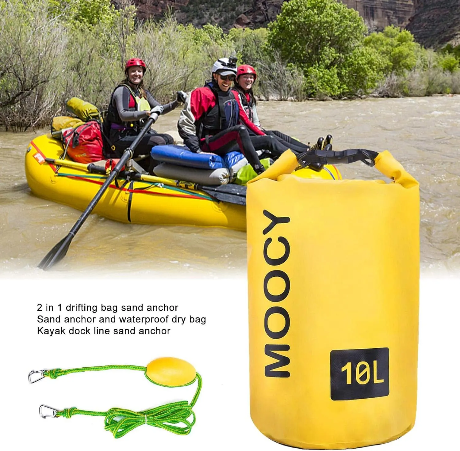 Sand Anchr - 3.6m Floating Waterproof Dry Bag Backpack - 10l/20l Drift Bag for Kayaking or Use with PWC, Jetskis, Kayaks, Rafts, Paddle Boards, and Small Boats.