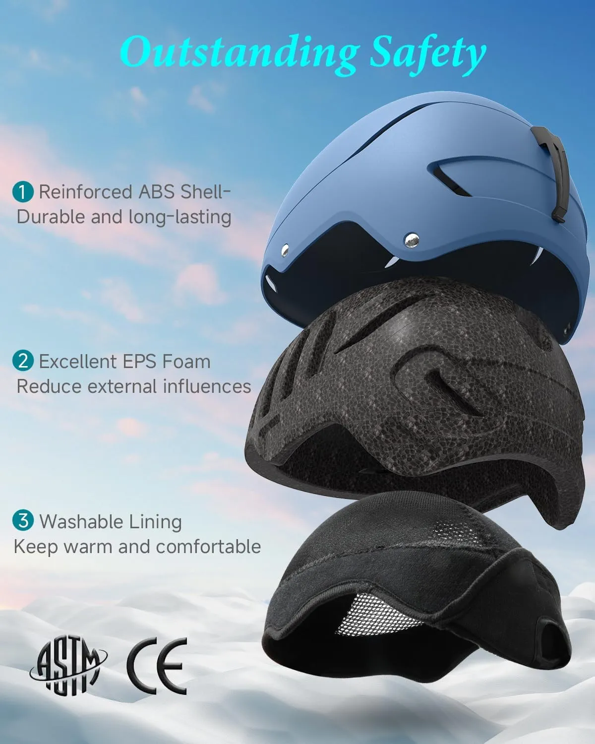 Ski Helmet for Women Men, Safety Certified Snowboard Helmet with Shockproof ABS Hard Shell for Adults & Youth