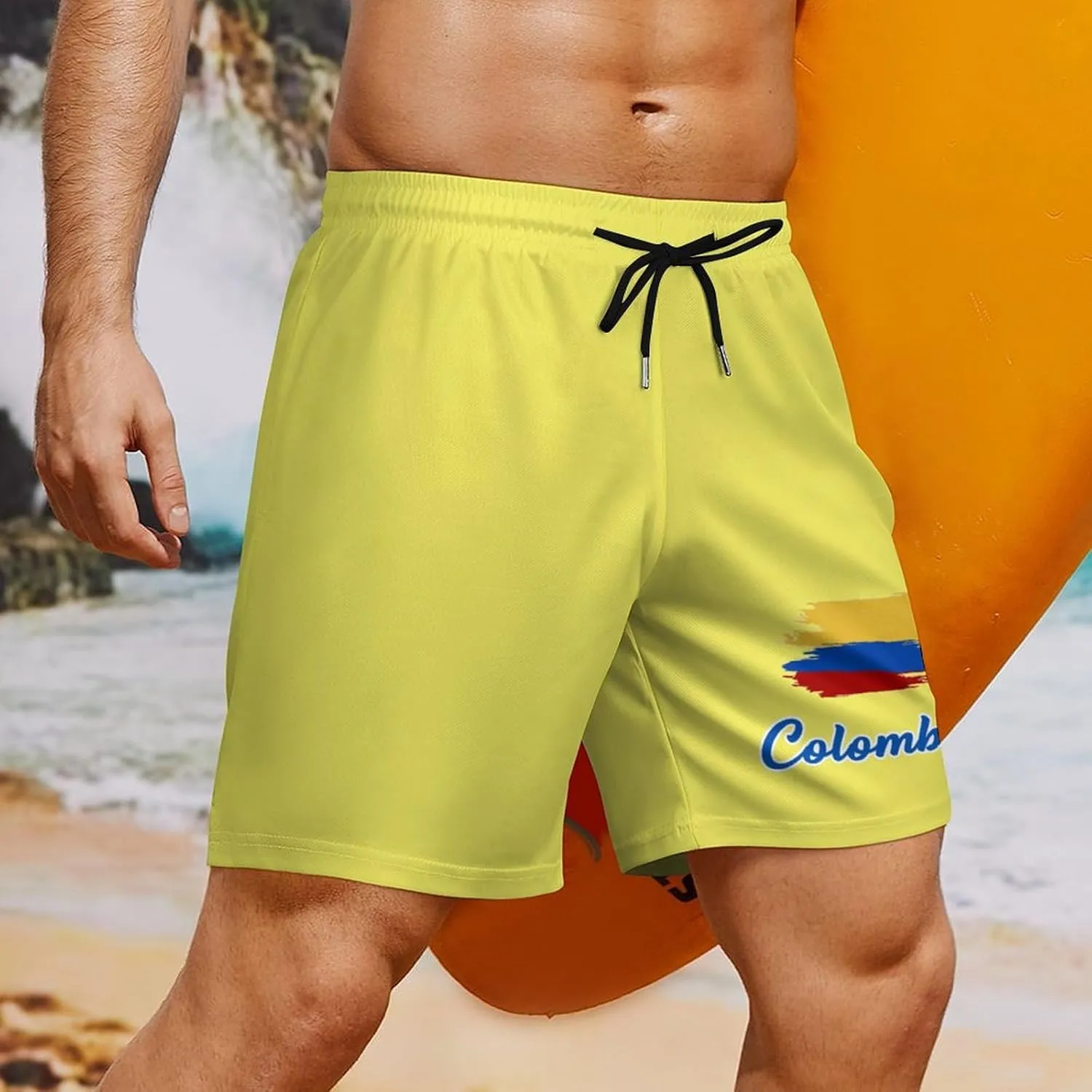 Soccer National Team Shorts, Soccer Flag Beach Trunks Swim Hawaii Training Shorts for Fans Gifts Men S-2XL