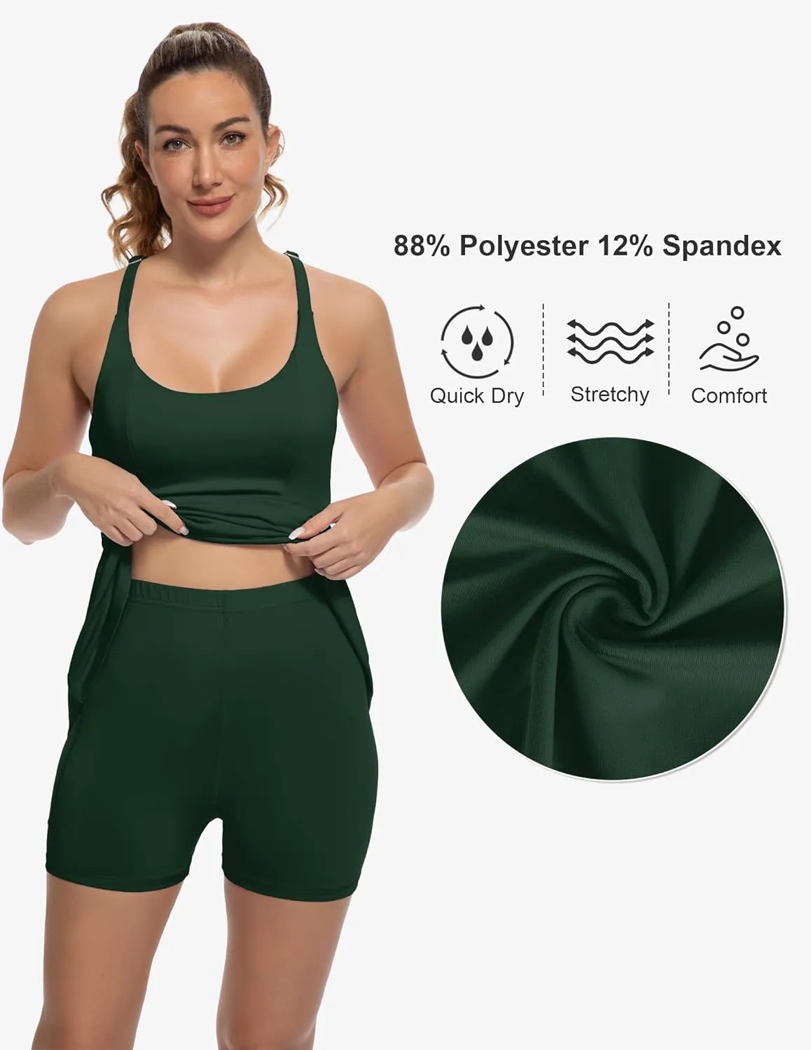 Tennis Dress for Women Athletic Golf Dress with Shorts and Pockets Backless Workout Dress with Adjustable Straps