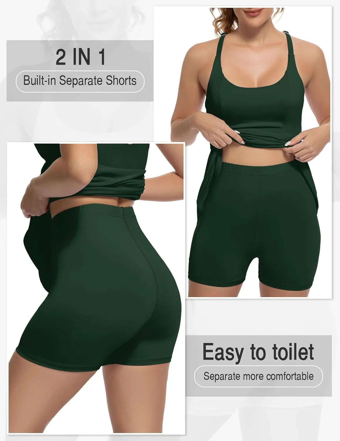 Tennis Dress for Women Athletic Golf Dress with Shorts and Pockets Backless Workout Dress with Adjustable Straps
