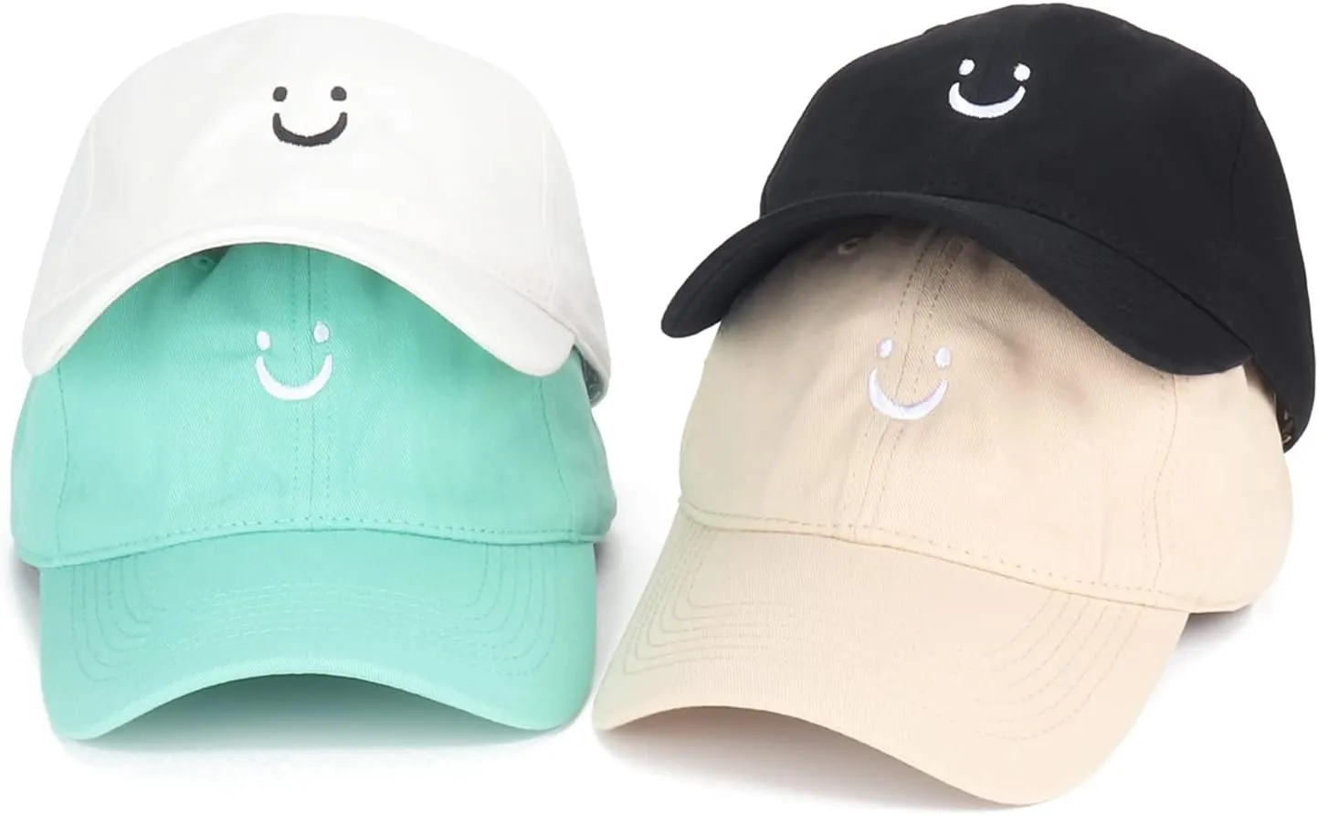 Umeepar Smile Face Baseball Cap for Women Men Adjustable Low Profile Unstructured Cotton Dad Hat