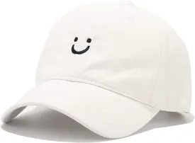 Umeepar Smile Face Baseball Cap for Women Men Adjustable Low Profile Unstructured Cotton Dad Hat