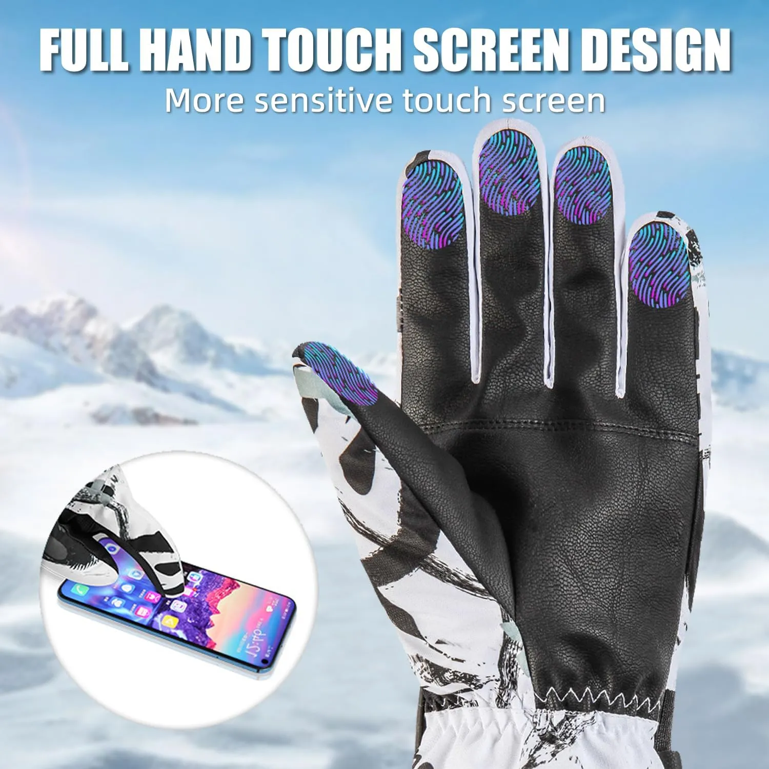 Winter Gloves, Waterproof Thermal Touchscreen Ski Glove, Suit for Ski, Cycling, Hiking, Driving, Typing, Freezer Work