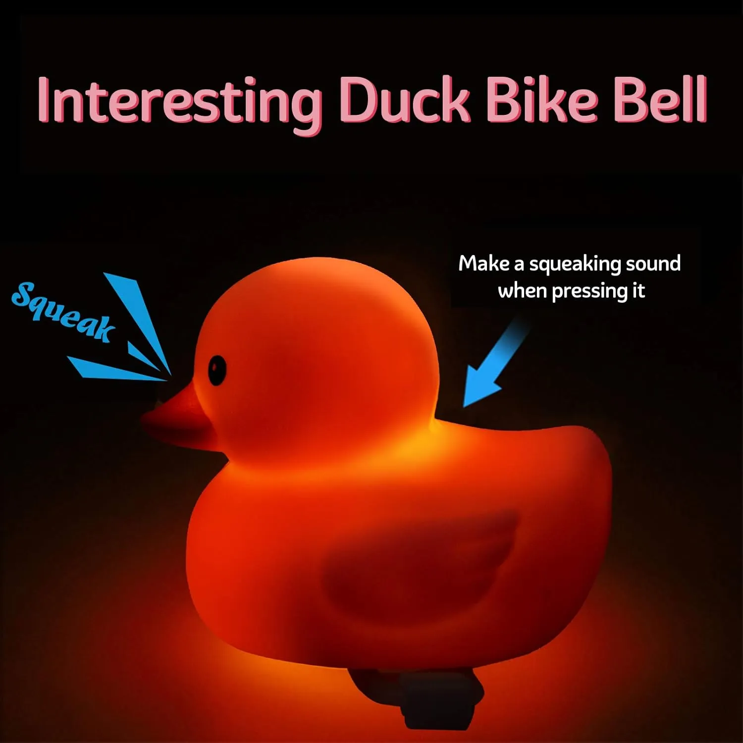 wonuu Rubber Duck Car Ornaments Pink Duck Bike Bell Cute Duck Car Dashboard Decorations Squeeze Duck Bicycle Horns with Propeller Helmet, Bandage and Gold Chain