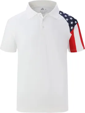 ZITY Men's Flag Golf Polo Shirts Short Sleeve Tactical Collared Shirt Men Outdoor Moisture Wicking Shirts